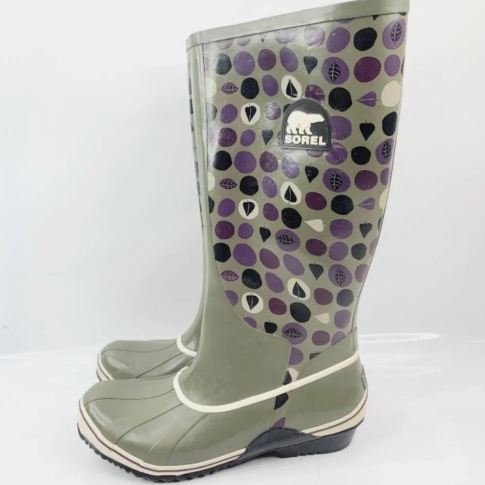 Sorel‎ Women's Green Sorellington NL1621-255 Rubber Knee High Rain Boot Size 9